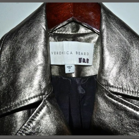 VERONICA BEARD Metallic MICA Leather Moto Jacket - Picture 7 of 8